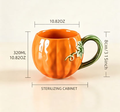Creative Ceramic Pumpkin Coffee Mug with Lid - Large Capacity Aesthetic Drinking Cup for Home & Office, Fall Holiday Gift & Home Decor