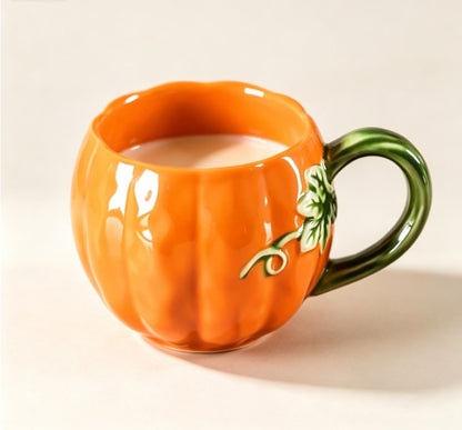 Creative Ceramic Pumpkin Coffee Mug with Lid - Large Capacity Aesthetic Drinking Cup for Home & Office, Fall Holiday Gift & Home Decor