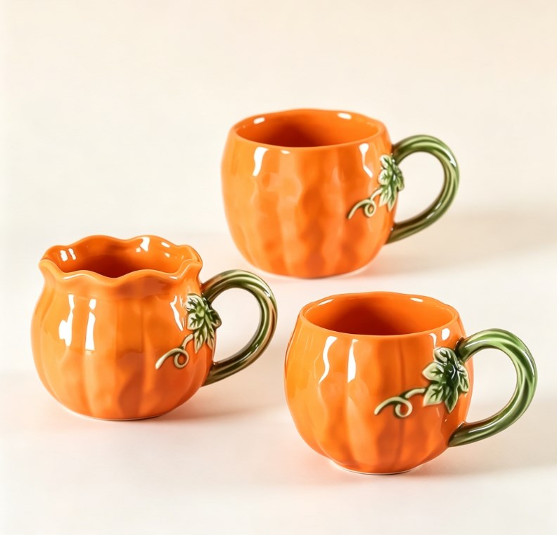 Creative Ceramic Pumpkin Coffee Mug with Lid - Large Capacity Aesthetic Drinking Cup for Home & Office, Fall Holiday Gift & Home Decor