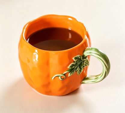 Creative Ceramic Pumpkin Coffee Mug with Lid - Large Capacity Aesthetic Drinking Cup for Home & Office, Fall Holiday Gift & Home Decor