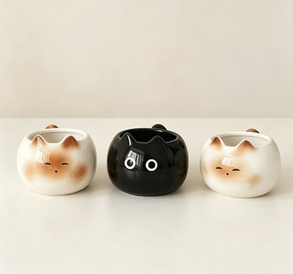 Cute Cat Ceramic Coffee Mug - Aesthetic Animal Drinking Cup for Milk, Tea & Juice, Perfect Office & Home Gift for Cat Lovers