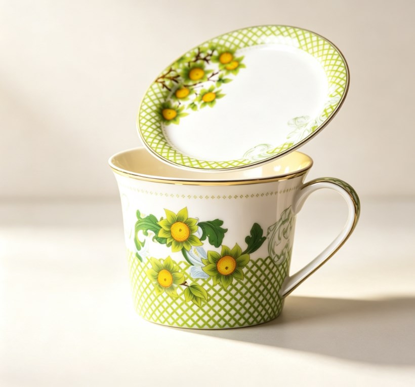 Fruit Floral Ceramic Coffee Mug with Lid - Aesthetic Breakfast Water Tumbler for Office & Home, Cute Couple Tea Cup & Holiday Gift
