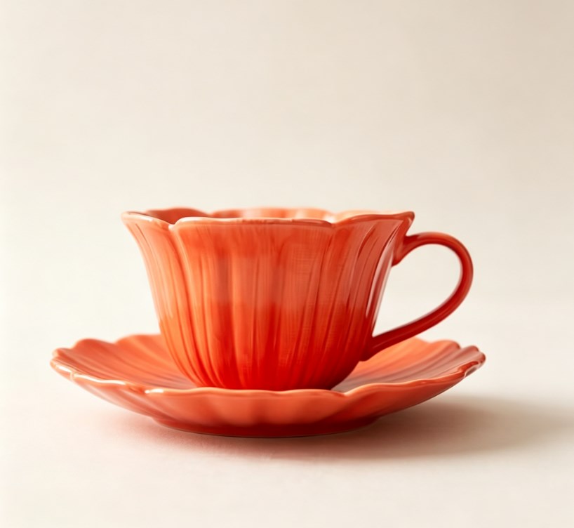 Modern Maple Leaf Ceramic Coffee Mug with Saucer - Elegant Hand-Feel Tea Cup for Home, Office & Housewarming Holiday Gifting