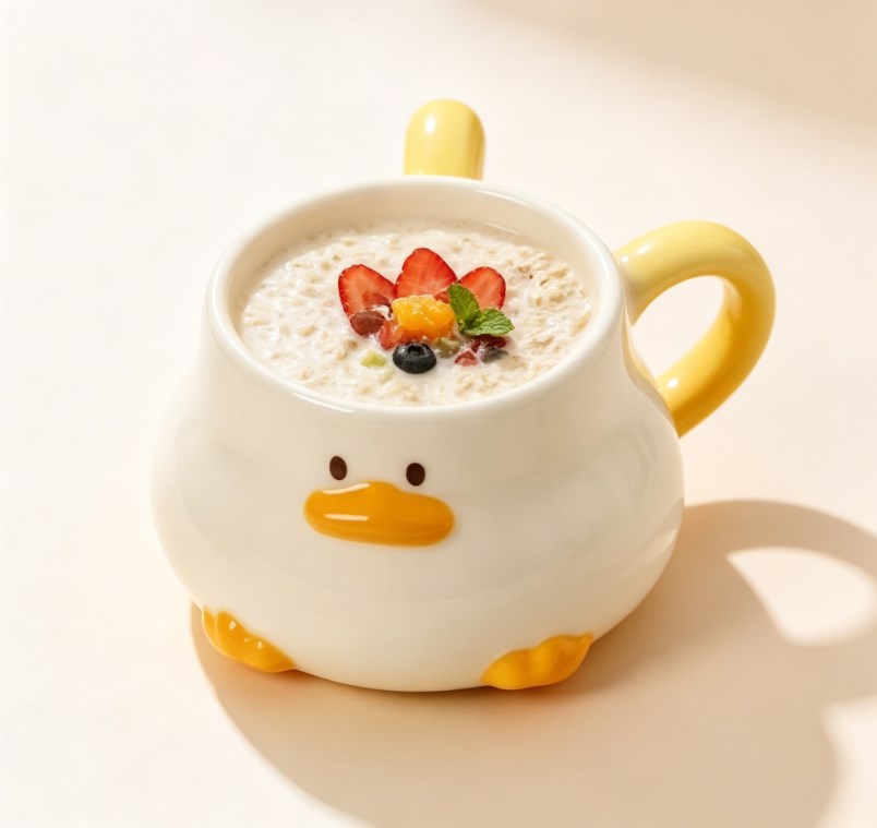 Trendy Cartoon Duck Ceramic Mugs with Lid | Cute Animal Coffee Cups for Office, Home & Daily Use